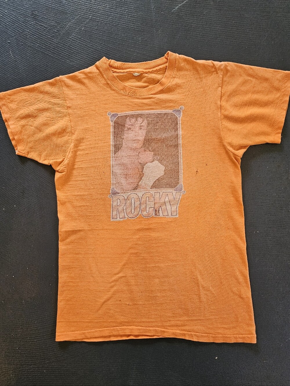 Vintage 80s Rocky Movie Graphic Tee - Orange